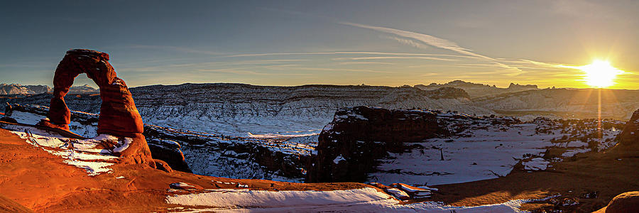 Winter Sunset at Delicate Arch  Photograph by Bryan Moore