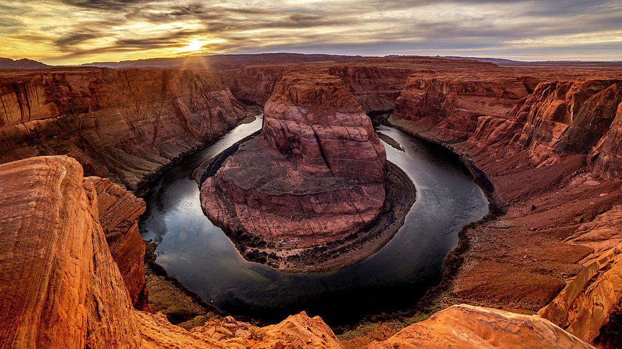 Winter Sunset at Horseshoe Bend Photograph by Bryan Moore Fine Art