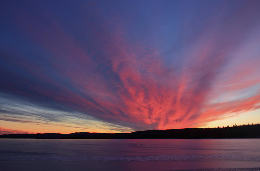 Sunset Photograph - Winter Sunset at Quabbin Reservoir by John Burk