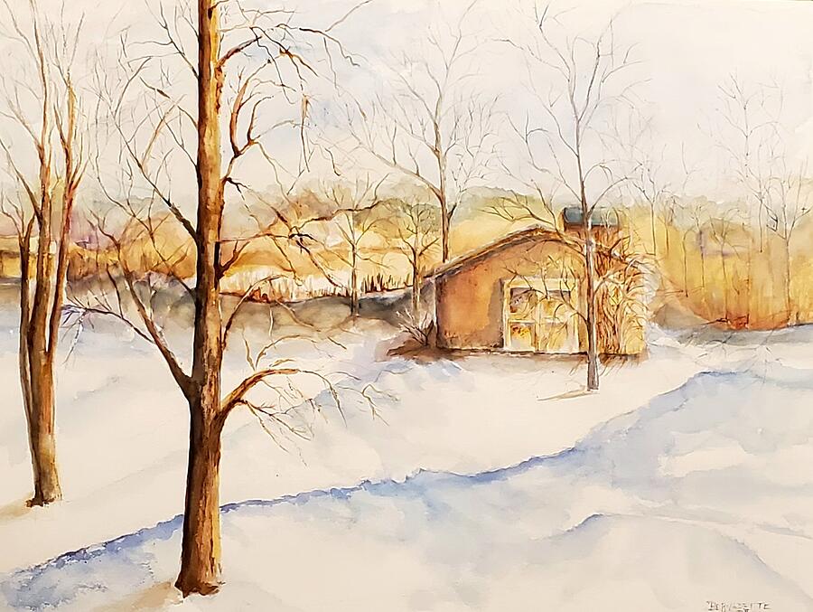Winter Painting - Winter Sunset  by Bernadette Krupa