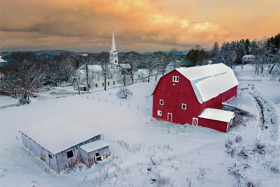 Winter Sunset in Peacham, Vermont Photograph by John Rowe