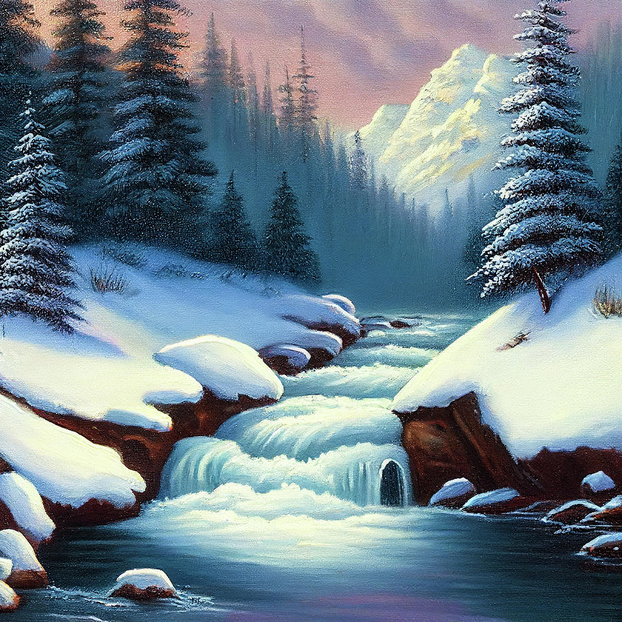 Winter Sunset in the Mountains Digital Art by Billy Bateman