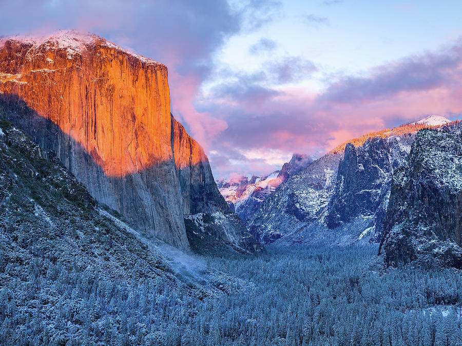 Winter Sunset in Yosemite Photograph by Joe Doherty