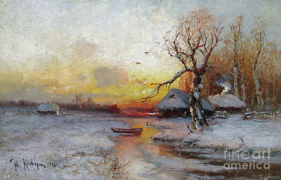 Winter Sunset - Landscape Painting by Sad Hill - Bizarre Los Angeles Archive