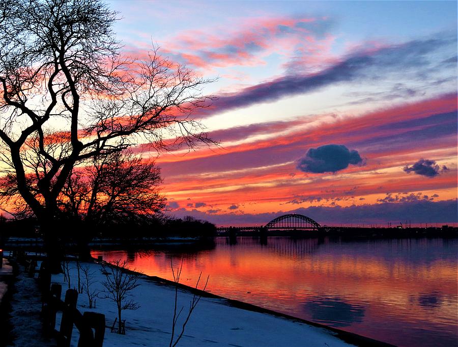 Winter Sunset on the Delaware River No. Two Photograph by Linda Stern