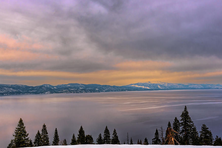 Winter Sunset over Lake Tahoe Photograph by Alessandra RC