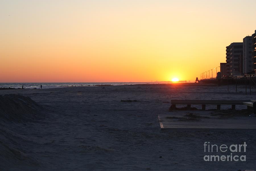 Winter Sunset Over Long Beach And Boardwalk Photograph by John Telfer