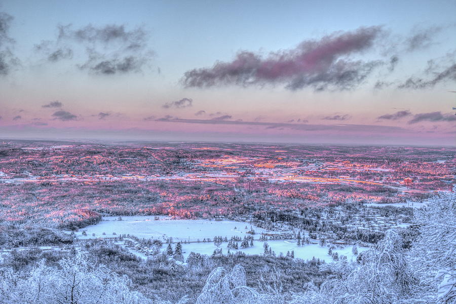 Winter Sunset Over Rib Mountain Golf Course Photograph by Dale Kauzlaric