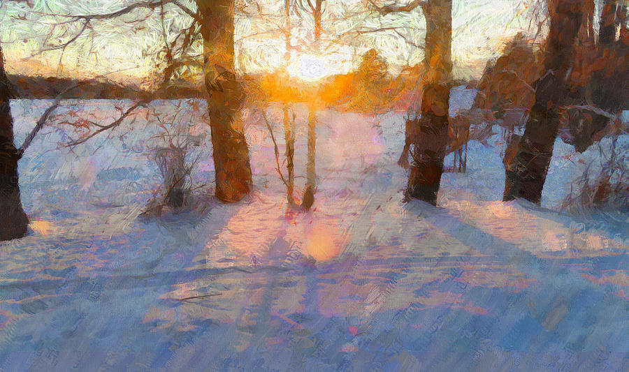 Winter Sunset Digital Art by Robert Bissett