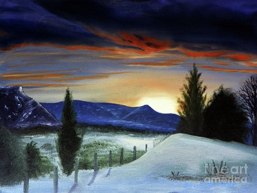 Winter Sunset Painting by Sherril Porter