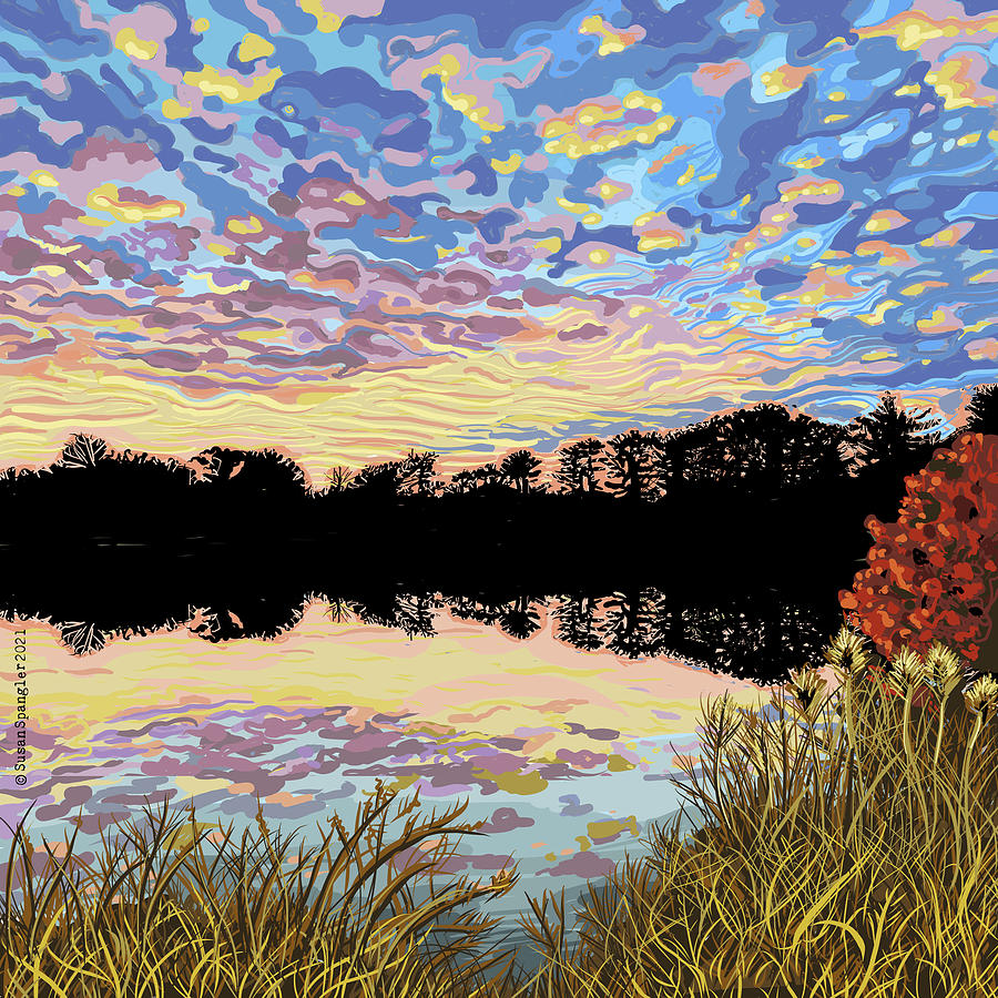 Winter Sunset Painting by Susan Spangler