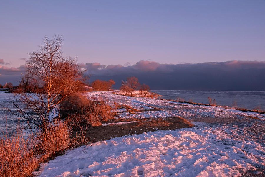 Winter Sunset Walkway by a Lake Photograph by John Twynam