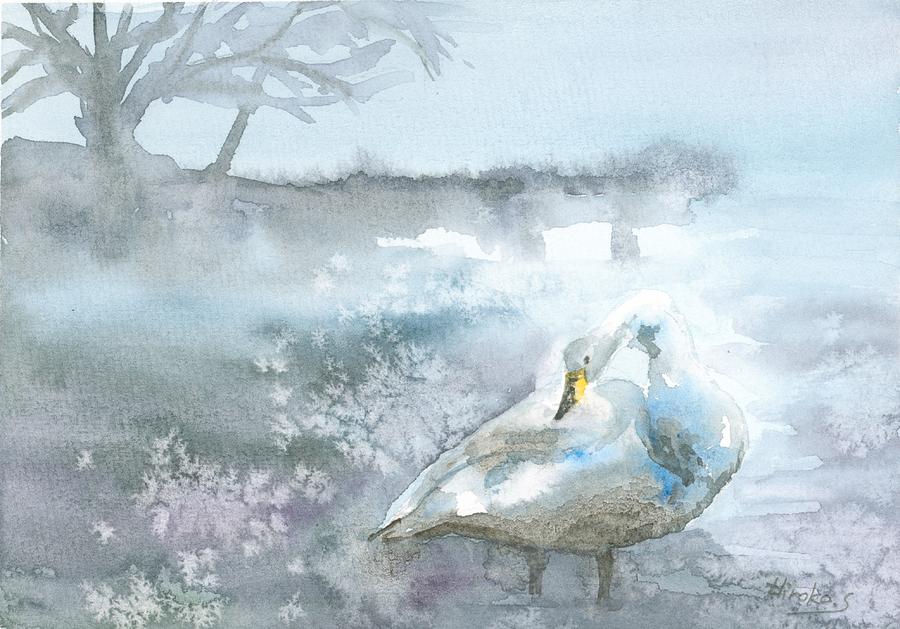 Winter Swan Painting by Hiroko Stumpf