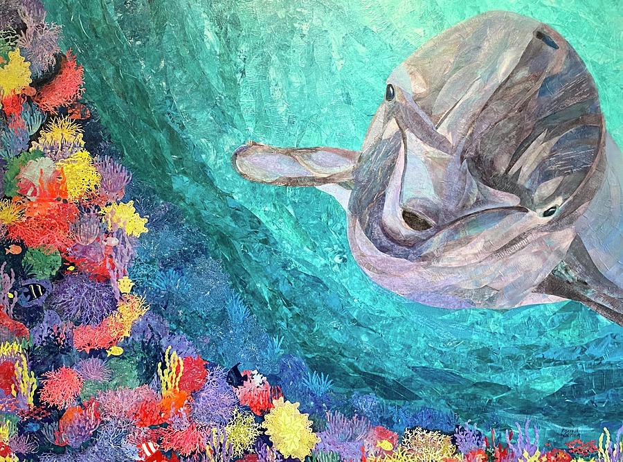 Winter, the Bottlenose Dolphin Mixed Media by Forrest Fortier
