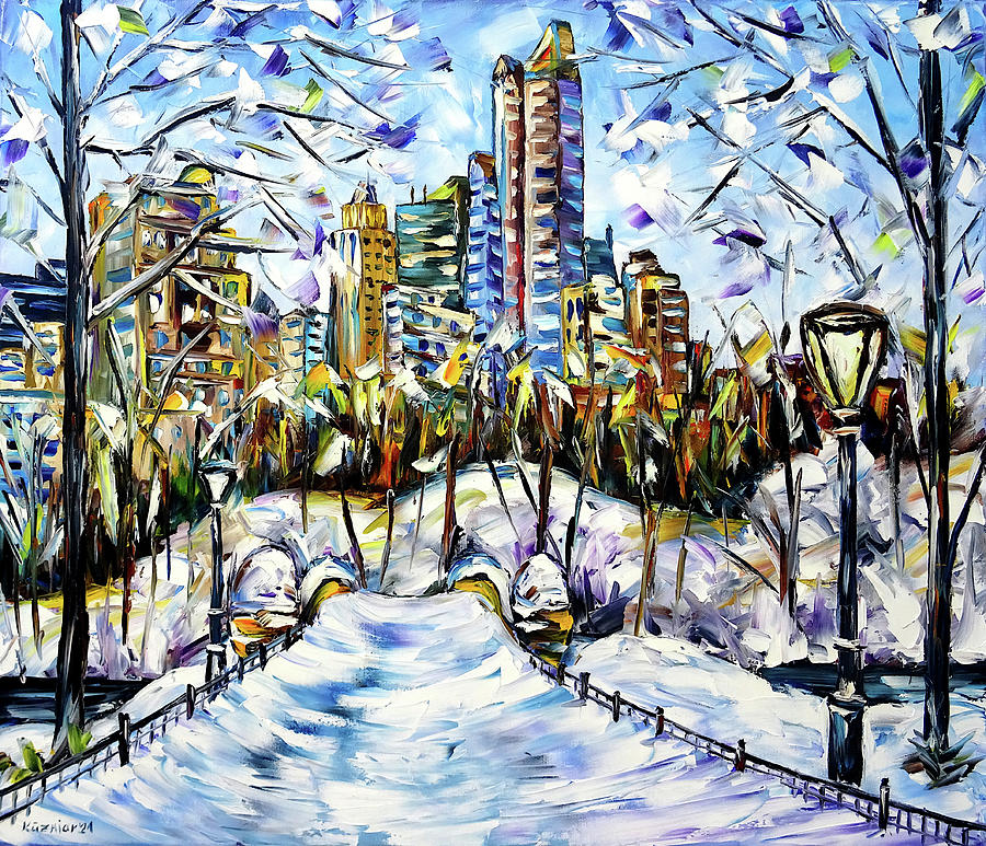 Winter Time In New York Painting by Mirek Kuzniar
