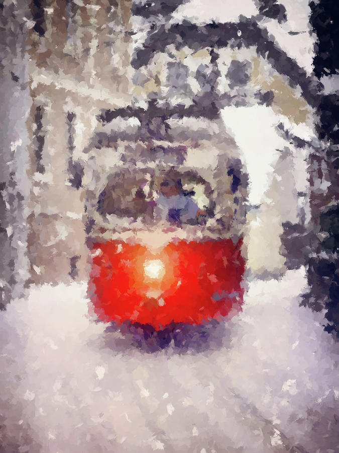 Winter Tram Painting by Alex Mir