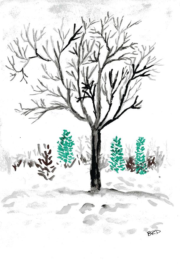 Winter Tree Painting by Branwen Drew