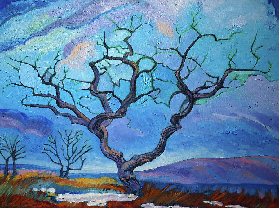 Winter Tree painting, diptych  kellieDAYart Winter Tree painting