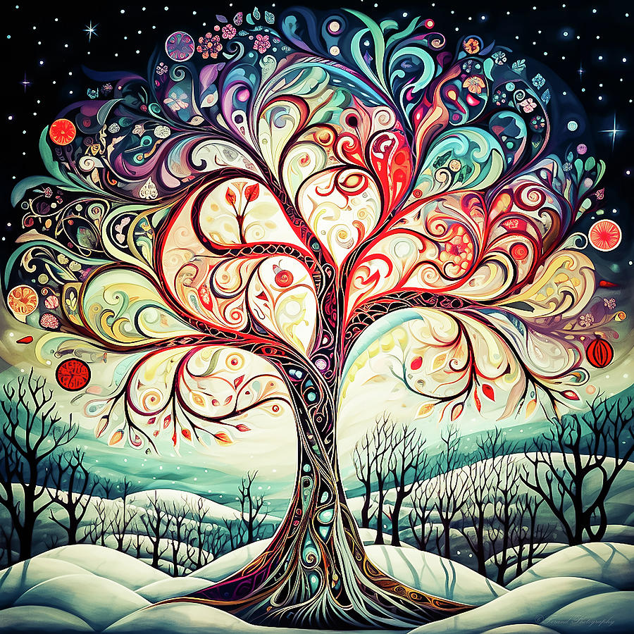 Winter Tree Of Life  Digital Art by Debra Forand