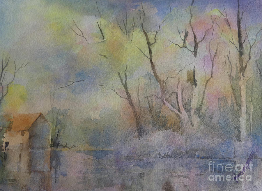 Winter Tree Reflections Painting by Keith Thompson