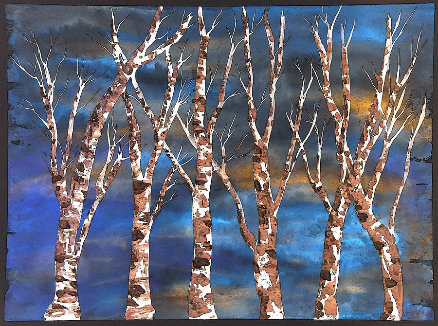 Winter Trees Negative Painting by Vallee Johnson