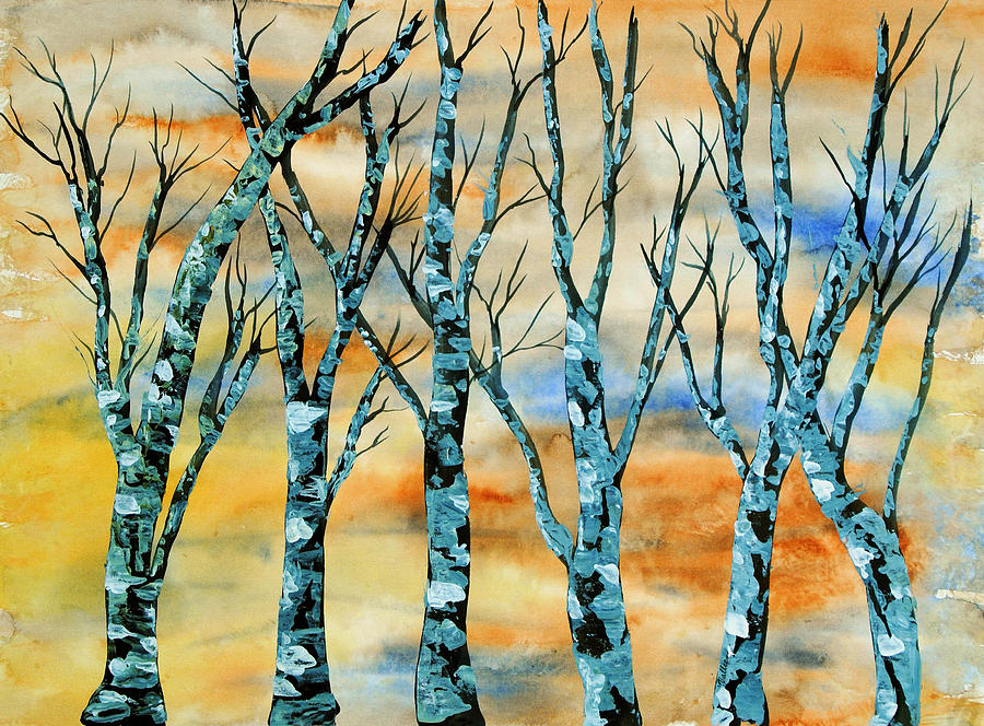 Winter Trees Painting by Vallee Johnson