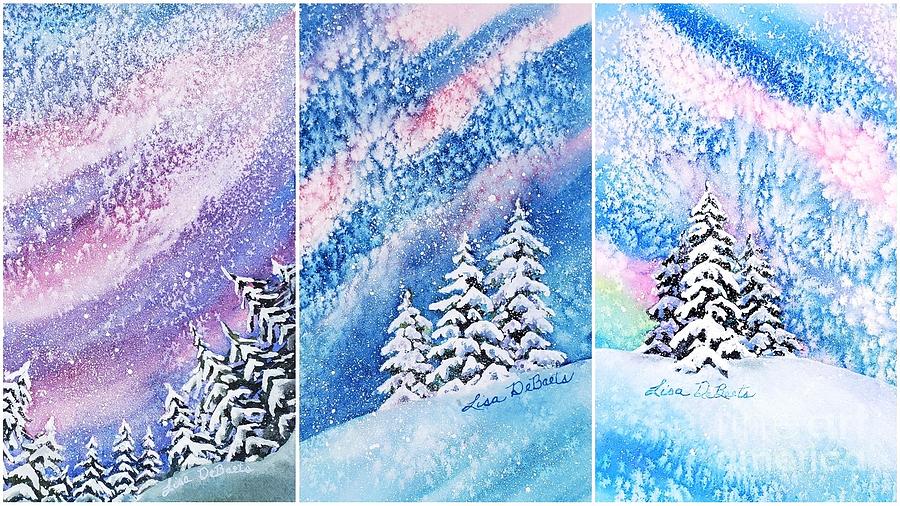 Winter triptych Painting by Lisa Debaets