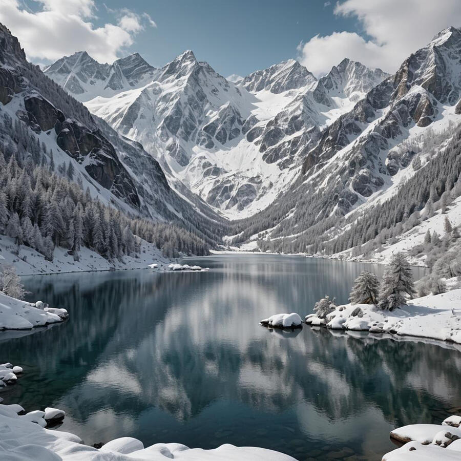 Mountain Digital Art - Winter Vibes  by Krystina Digital Artworks