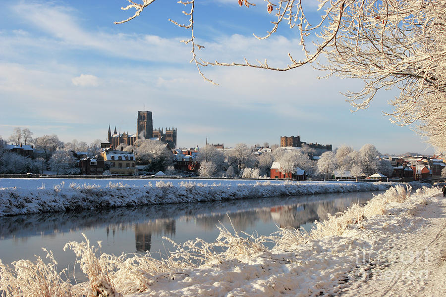 Winter view of Durham Cathedral and Castle Photograph by Bryan Attewell