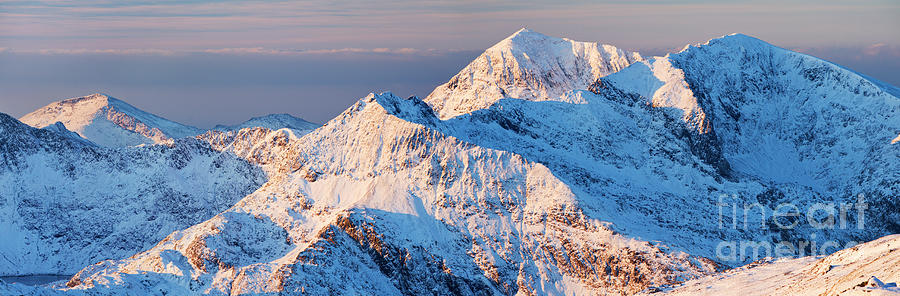 Winter Photograph - Winter view of the Snowdon Massif, Wales by Justin Foulkes