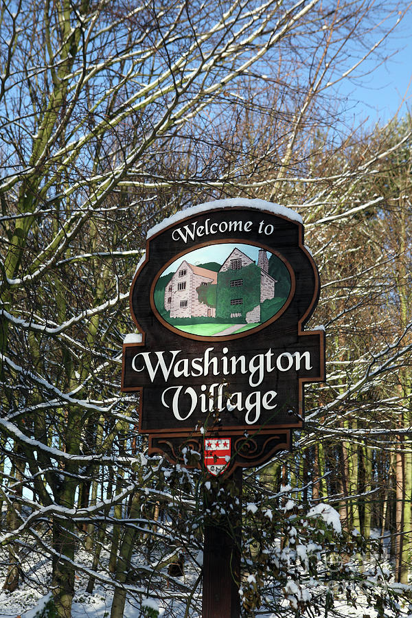 Winter view of Washington Village sign Photograph by Bryan Attewell