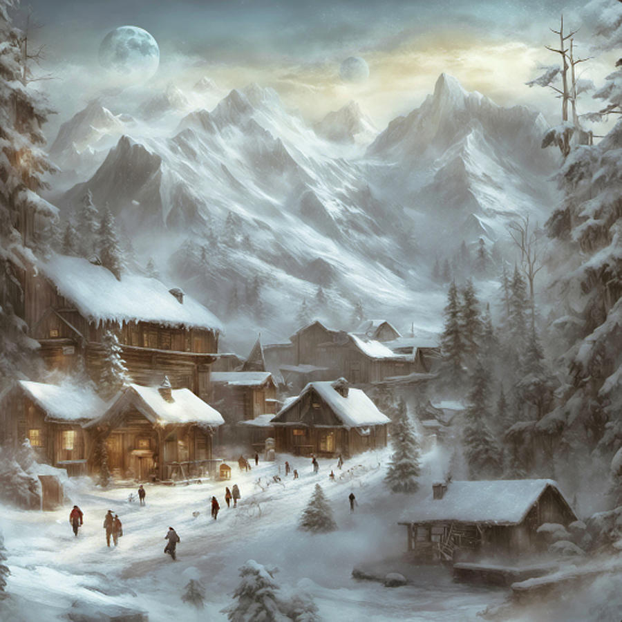 Winter Village 1 Digital Art by Darrell Foster