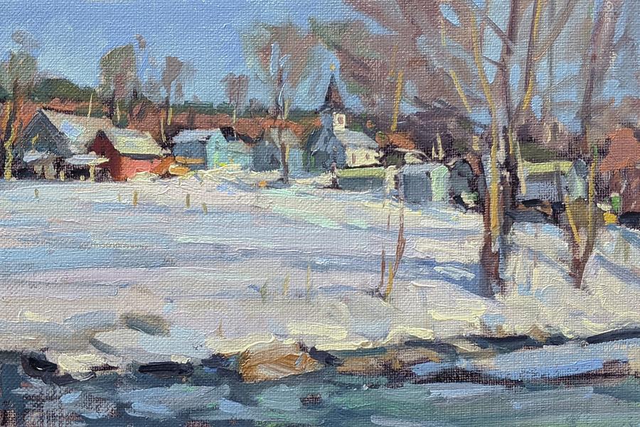 Winter Village Painting by David Lussier - Fine Art America