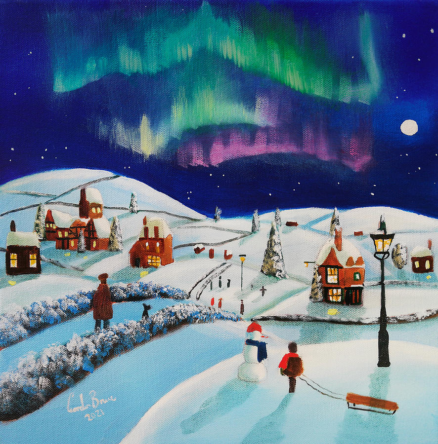 winter folk art paintings