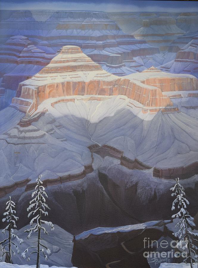Grand Canyon National Park Painting - Winter Visits The Canyon by Jerry Bokowski