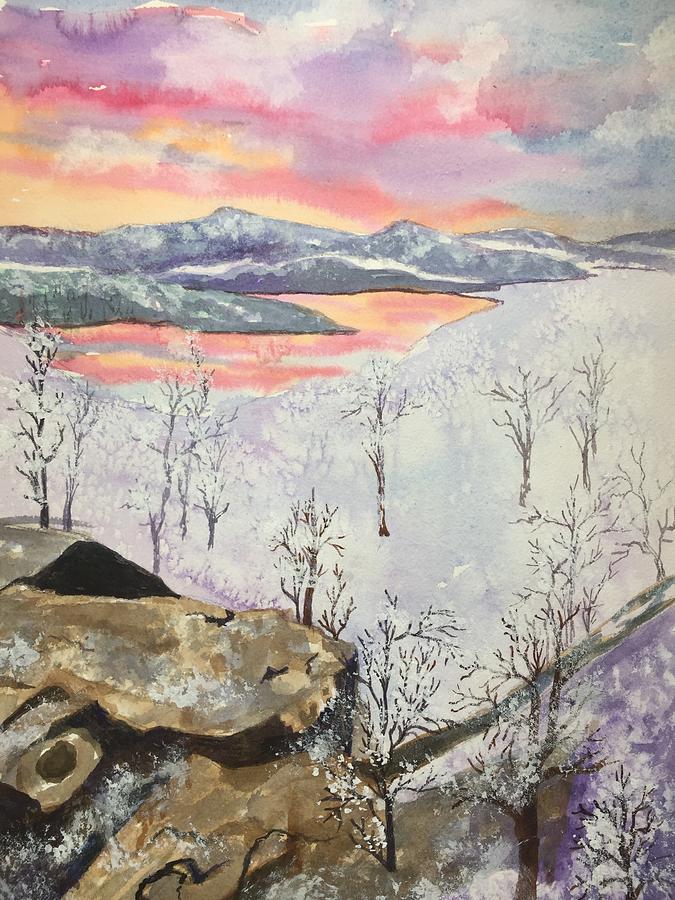Winter Vista from Sunset Rock Painting by Ellen Levinson