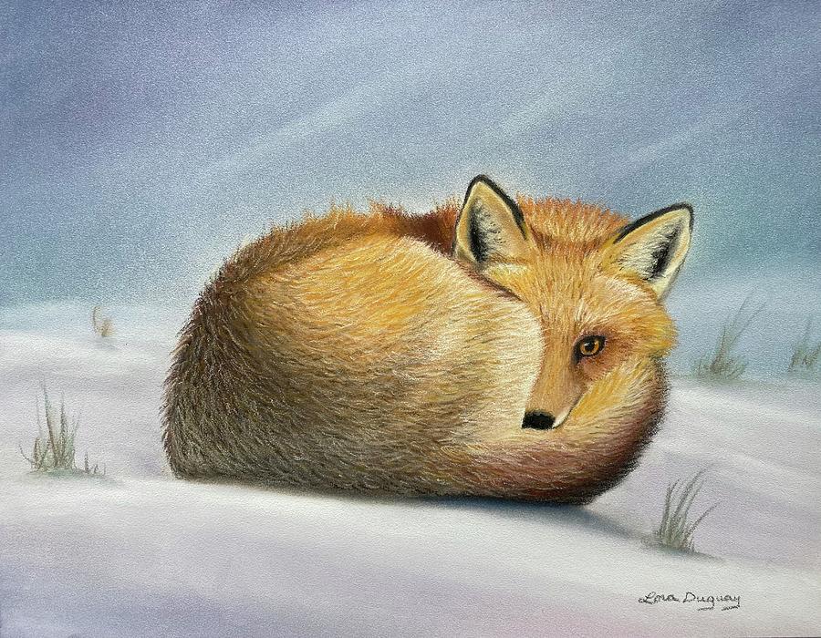 Winter Vixen Pastel by Lora Duguay