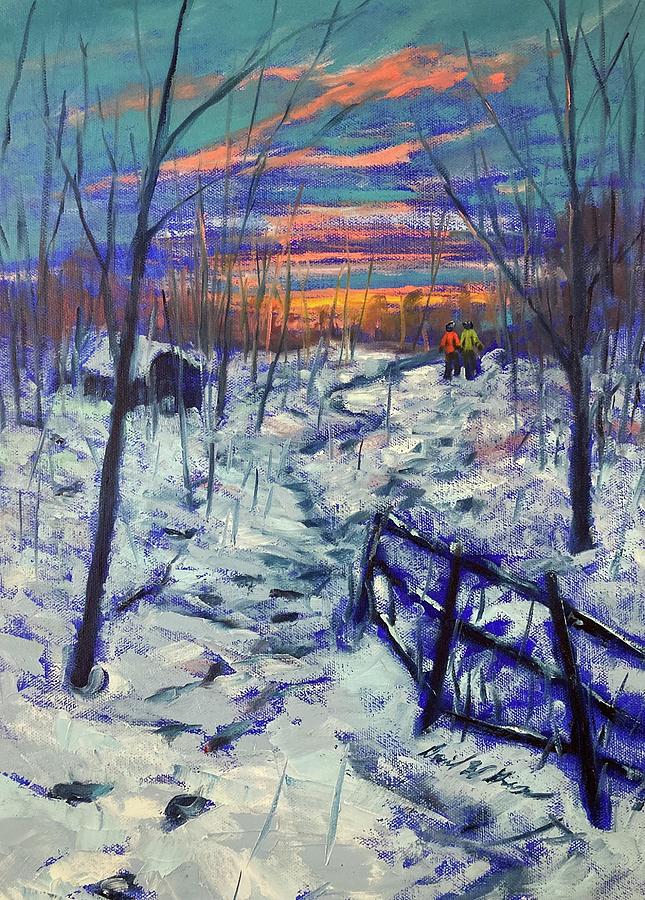 Winter walk Painting by Daniel W Green
