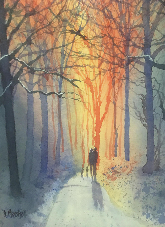 Winter Walk in Sledmere Woods Painting by Glenn Marshall
