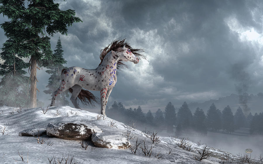 Winter War Horse Digital Art by Daniel Eskridge