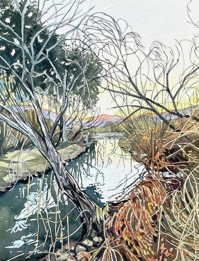 Winter Water On Medea Creek Painting