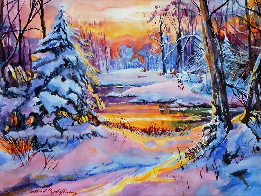  Winter Watercolors Painting by David Lloyd Glover