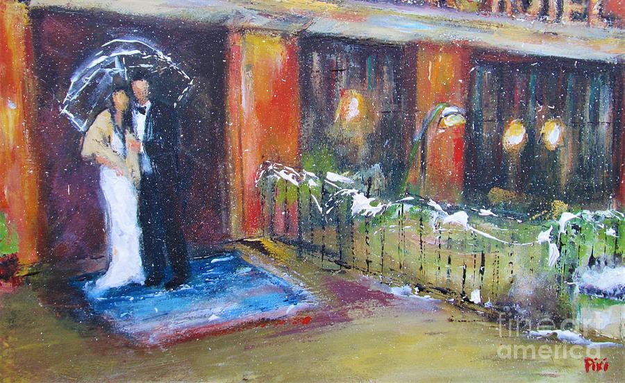 Paintings of a Winter wedding painting  Painting by Mary Cahalan Lee - aka PIXI