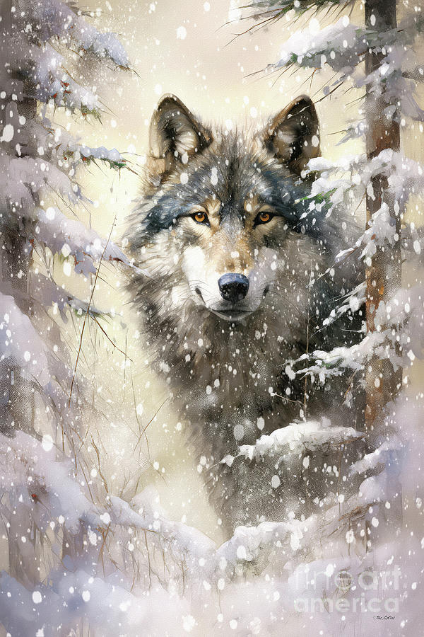 Winter Wolf Painting by Tina LeCour