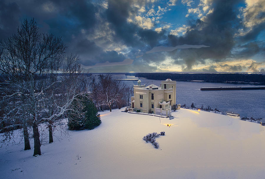 Winter Wonderland at Villa Kathrine Castle Majestic Snow Covered Elegance in Quincy Illinois Photograph by Robert Turek Fine Art Photography