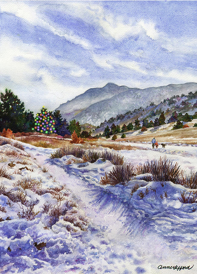 Winter Wonderland Christmas Card Painting by Anne Gifford