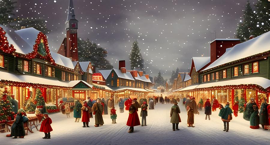 Winter Wonderland Christmas Shoppers Digital Art by Beverly Read