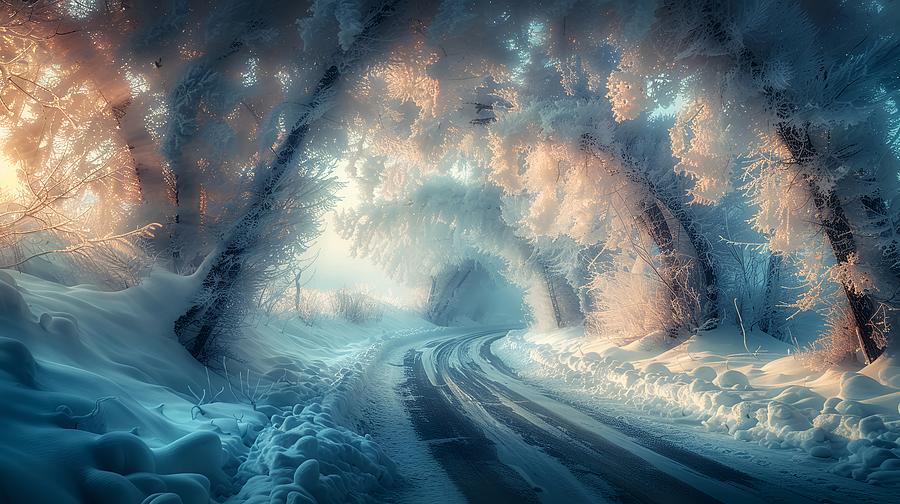 Winter wonderland road in the snow Photograph by Lilia S