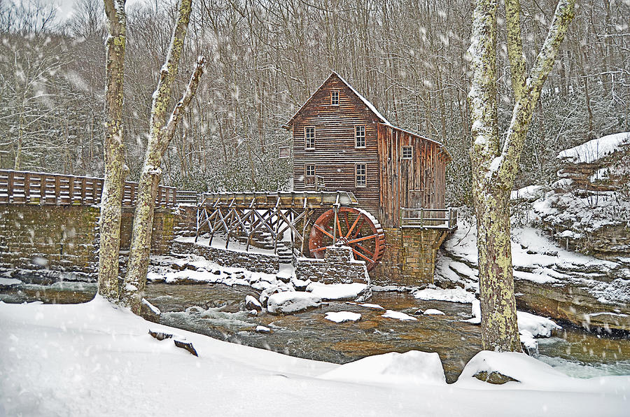 Winter Wooden Watermill Photograph by Lisa Lambert-Shank