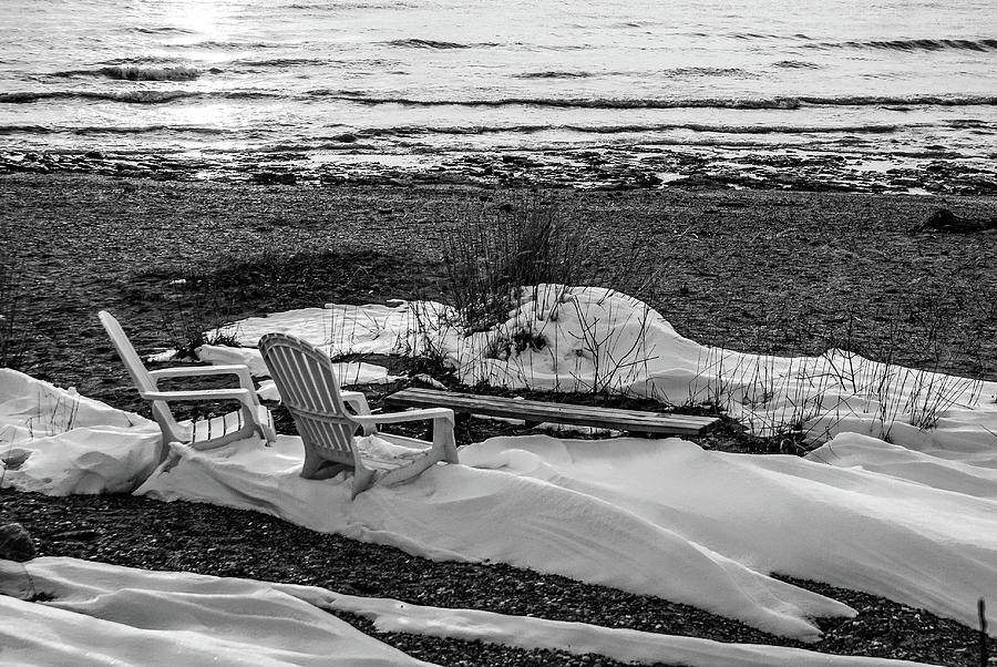 Winters Almost Over - black and white Photograph by Deb Beausoleil